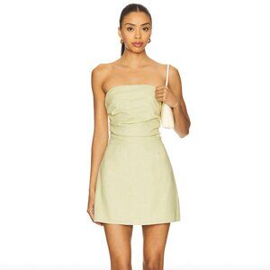 NEW SNDYS Romi Linen Mini Tube Dress in Pear Light Green Yellow Strapless XL